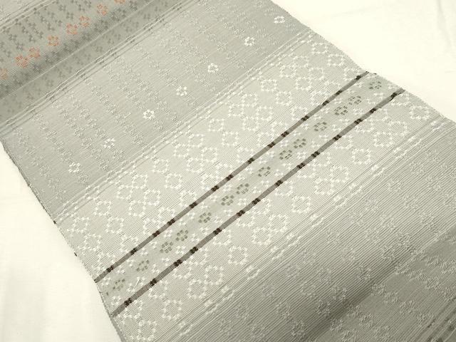 平和屋着物●八寸名古屋帯 花織 横段吉祥文 正絹 逸品 CABC8416dy