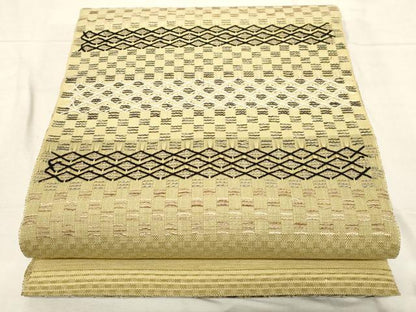 平和屋着物●八寸名古屋帯 横段文 正絹 逸品 CABC8417dy