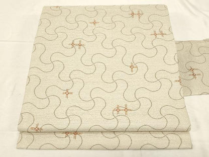 平和屋着物●九寸名古屋帯 幾何学文様 正絹 逸品 CABC8418dy