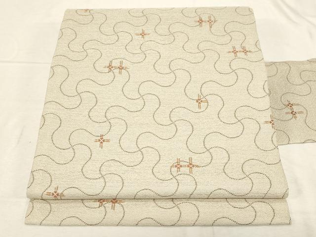 平和屋着物●九寸名古屋帯 幾何学文様 正絹 逸品 CABC8418dy