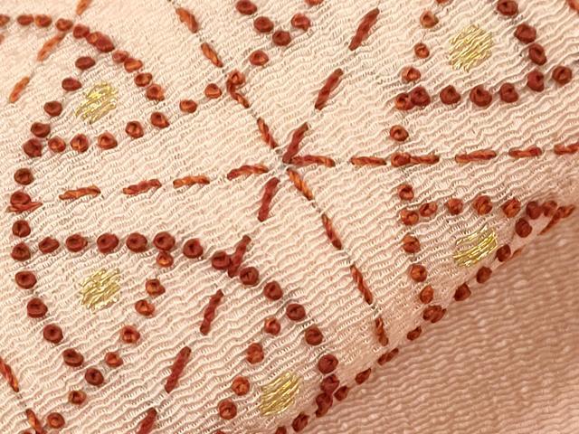 平和屋着物●中国三大刺繍 相良刺繍 総刺繍 九寸名古屋帯 作家物 刺し子 吉祥文 金糸 鬼しぼ縮緬 正絹 逸品 CABC8420dy