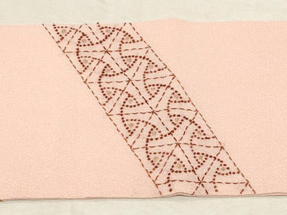 平和屋着物●中国三大刺繍 相良刺繍 総刺繍 九寸名古屋帯 作家物 刺し子 吉祥文 金糸 鬼しぼ縮緬 正絹 逸品 CABC8420dy