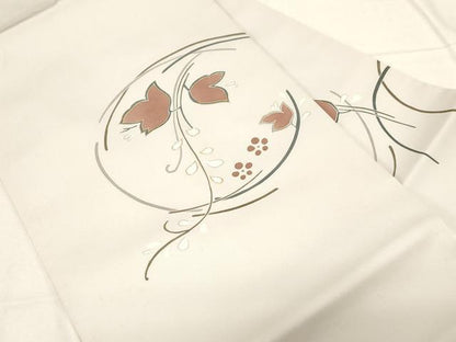 平和屋着物●塩瀬 九寸名古屋帯 駒刺繍 草花文 金彩 正絹 逸品 CABC8421dy