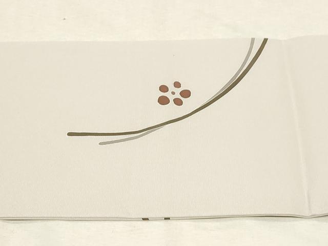 平和屋着物●塩瀬 九寸名古屋帯 駒刺繍 草花文 金彩 正絹 逸品 CABC8421dy