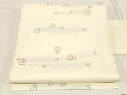 平和屋着物●九寸名古屋帯 舞花文 金糸 正絹 逸品 CABC8422dy