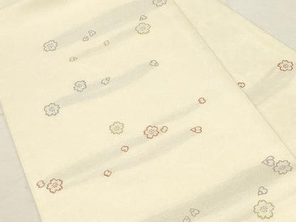平和屋着物●九寸名古屋帯 舞花文 金糸 正絹 逸品 CABC8422dy