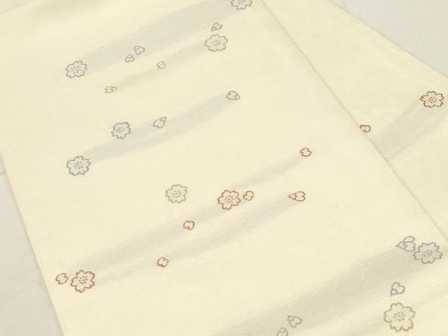 平和屋着物●九寸名古屋帯 舞花文 金糸 正絹 逸品 CABC8422dy