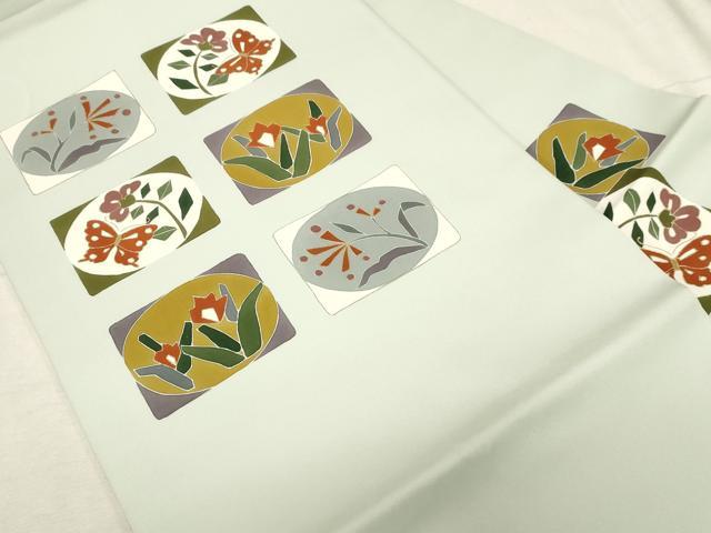 平和屋着物●塩瀬 九寸名古屋帯 駒刺繍 草花文 金彩 正絹 逸品 CABC8428dy