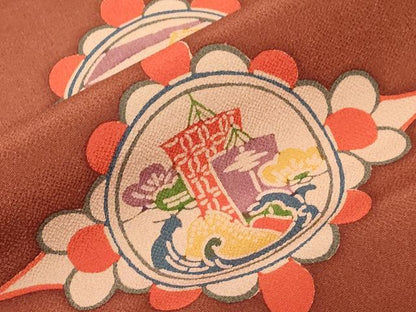 平和屋着物●全通柄九寸名古屋帯 花鳥文 鬼しぼ縮緬 正絹 逸品 CABC8430dy