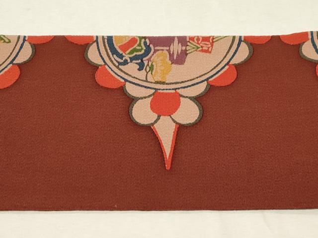 平和屋着物●全通柄九寸名古屋帯 花鳥文 鬼しぼ縮緬 正絹 逸品 CABC8430dy