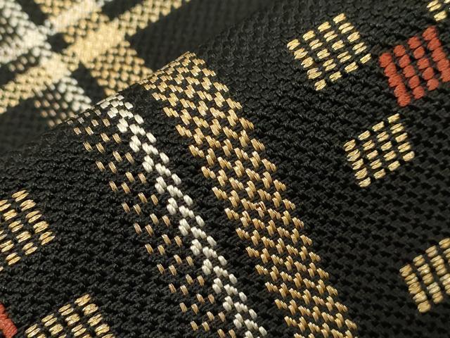 平和屋着物●本場筑前博多織 八寸名古屋帯 吉祥間道 黒地 正絹 逸品 CABC8434dy