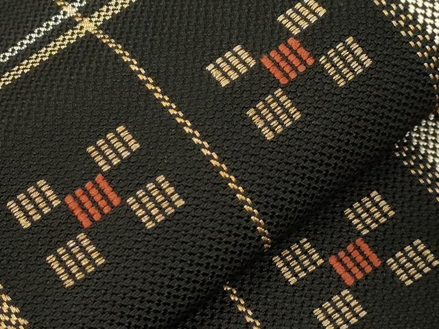 平和屋着物●本場筑前博多織 八寸名古屋帯 吉祥間道 黒地 正絹 逸品 CABC8434dy
