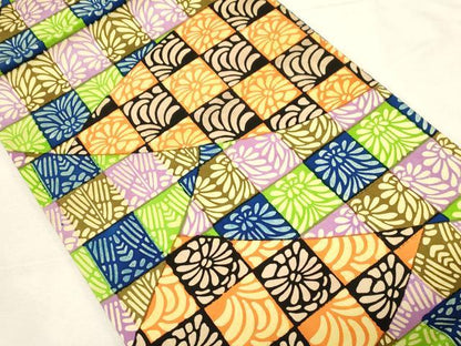 平和屋着物●九寸開き名古屋帯 切嵌市松花文 正絹 逸品 CABC8436dy