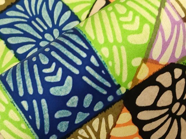 平和屋着物●九寸開き名古屋帯 切嵌市松花文 正絹 逸品 CABC8436dy