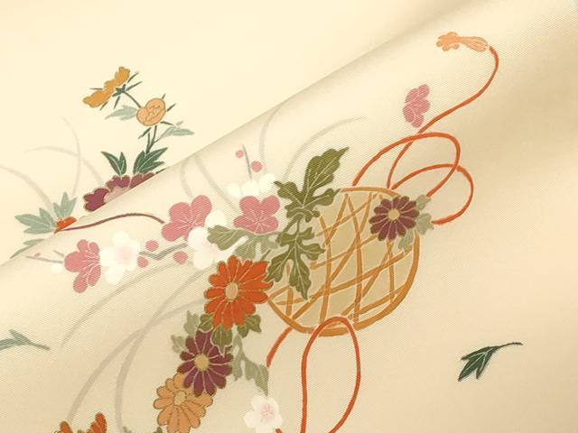 平和屋着物●塩瀬 九寸名古屋帯 花籠文 金彩 正絹 逸品 CABC8437dy