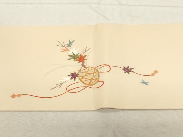 平和屋着物●塩瀬 九寸名古屋帯 花籠文 金彩 正絹 逸品 CABC8437dy