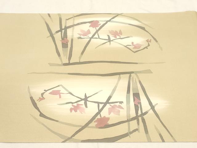 平和屋着物●塩瀬 九寸開き名古屋帯 ろうけつ染め 草花文 逸品 CABC8439dy