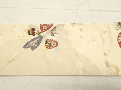 平和屋着物●九寸名古屋帯 更紗玩具文 金糸 正絹 逸品 CABC8442dy