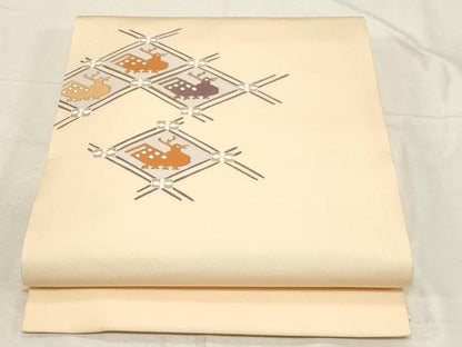 平和屋着物●塩瀬 九寸開き名古屋帯 有栖川 金彩 正絹 逸品 CABC8443dy
