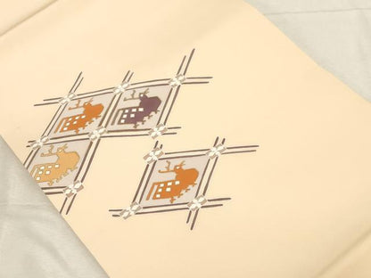 平和屋着物●塩瀬 九寸開き名古屋帯 有栖川 金彩 正絹 逸品 CABC8443dy