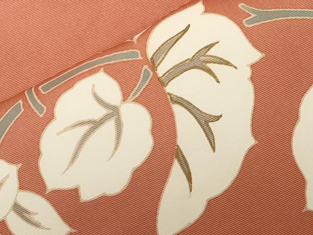平和屋着物●塩瀬 九寸名古屋帯 草花文 金彩 正絹 逸品 CABC8444dy