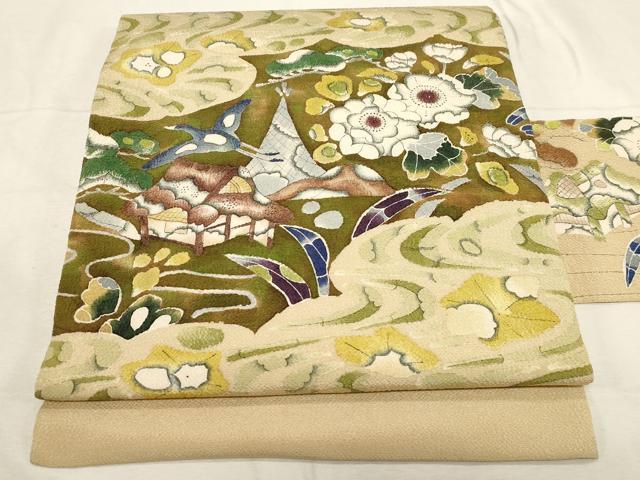平和屋着物●九寸名古屋帯 辻が花 鬼しぼ縮緬 逸品 CABC8445dy