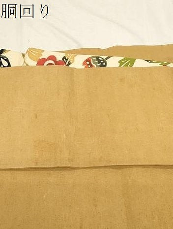 平和屋着物●九寸名古屋帯 紬地 型染め 更紗文 正絹 逸品 CABC8454dy