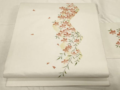 平和屋着物●九寸名古屋帯 草花文 正絹 逸品 CABC8455dy