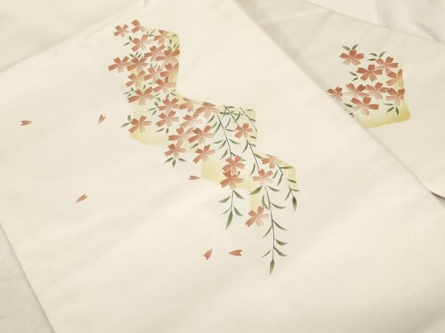 平和屋着物●九寸名古屋帯 草花文 正絹 逸品 CABC8455dy
