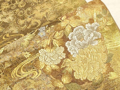 平和屋着物▼六通柄袋帯　更紗蒔絵文様　金銀糸　正絹　逸品　CABC8465dy