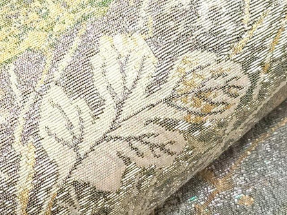 平和屋着物▼六通柄袋帯　きりこ織　金蒔絵　金銀糸　正絹　逸品　CABC8480dy