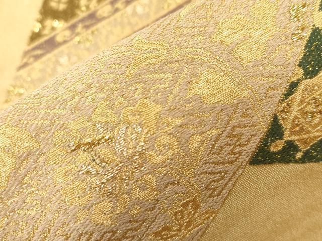 平和屋着物▼六通柄袋帯 桧垣取御名物裂 金糸 正絹 逸品 CABC8488dy