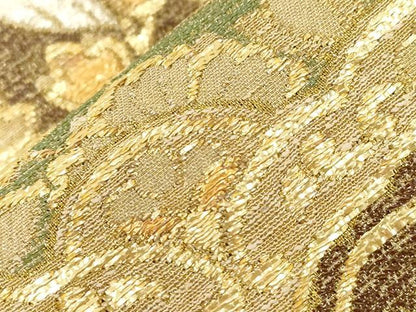 平和屋着物▼六通柄袋帯 更紗草花文 金銀糸 正絹 逸品 CABC8526dy