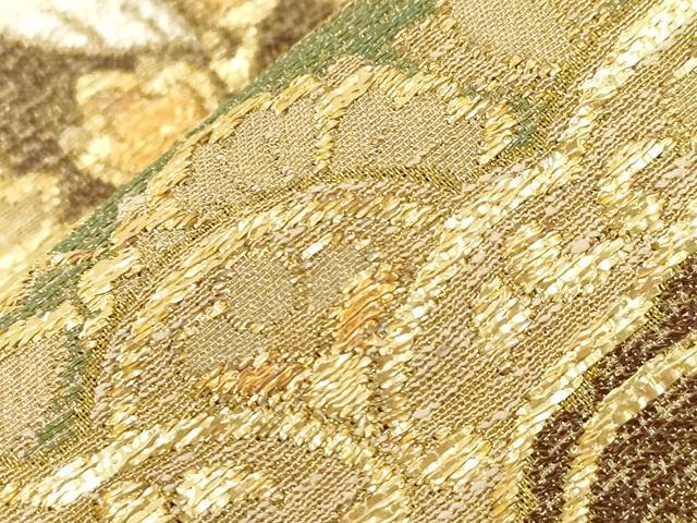 平和屋着物▼六通柄袋帯 更紗草花文 金銀糸 正絹 逸品 CABC8526dy