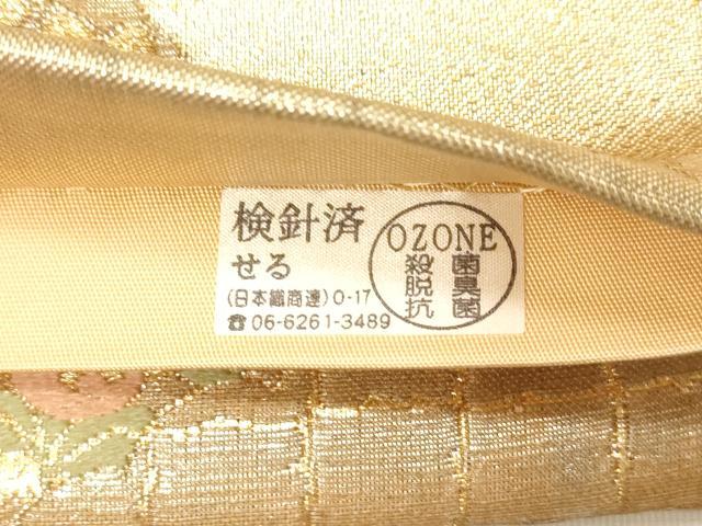 平和屋着物▼六通柄袋帯　更紗花文　金銀糸　正絹　逸品　CABC8538dy