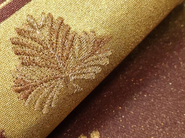 平和屋着物▼太鼓柄袋帯 刺繍 花鳥丸文 金彩 正絹 逸品 CABC8554dy
