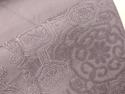 平和屋着物▼太鼓柄袋帯 総刺繍 色紙草花文 浅紫色 正絹 逸品 CABC8616dy