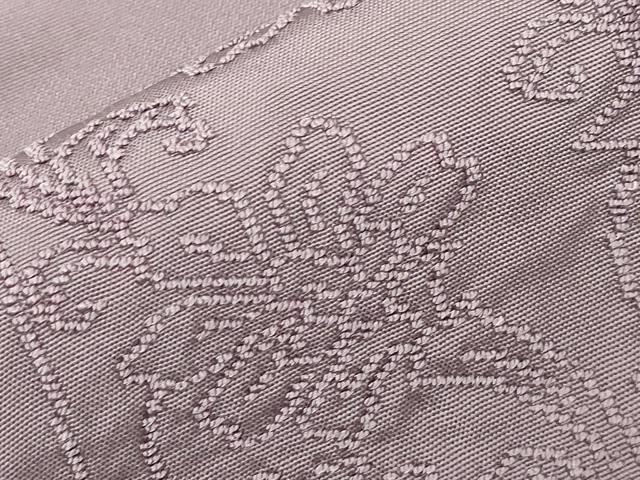 平和屋着物▼太鼓柄袋帯 総刺繍 色紙草花文 浅紫色 正絹 逸品 CABC8616dy