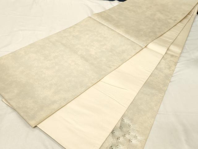 平和屋着物▼太鼓柄袋帯 総刺繍 銀閣寺 銀糸 正絹 逸品 CABC8644dy