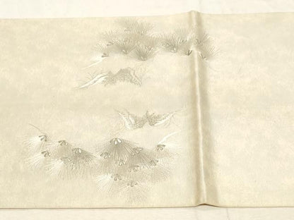 平和屋着物▼太鼓柄袋帯 総刺繍 銀閣寺 銀糸 正絹 逸品 CABC8644dy