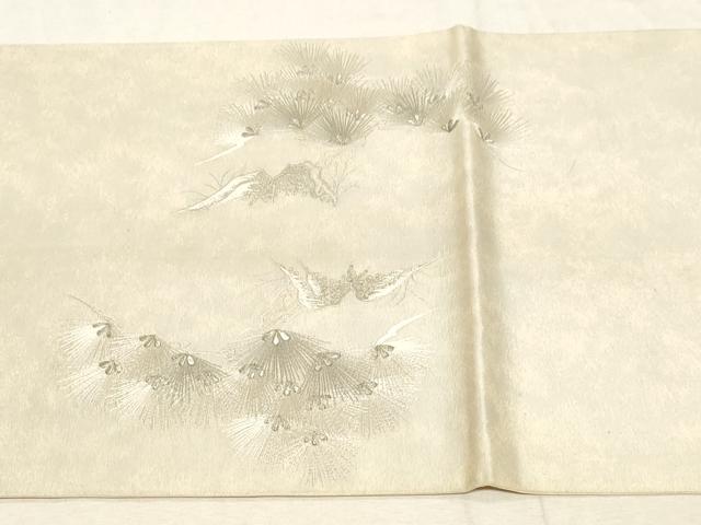 平和屋着物▼太鼓柄袋帯 総刺繍 銀閣寺 銀糸 正絹 逸品 CABC8644dy