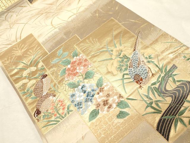 平和屋着物▼六通柄袋帯 唐織 色紙短冊文 金糸 正絹 逸品 CABC8650dy