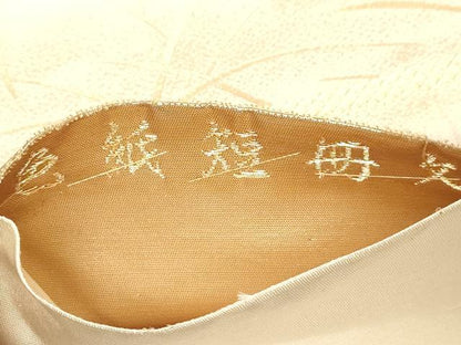 平和屋着物▼六通柄袋帯 唐織 色紙短冊文 金糸 正絹 逸品 CABC8650dy