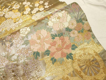 平和屋着物▼六通柄袋帯 絢錦 花車文 四次元箔 正絹 逸品 CABC8667dy