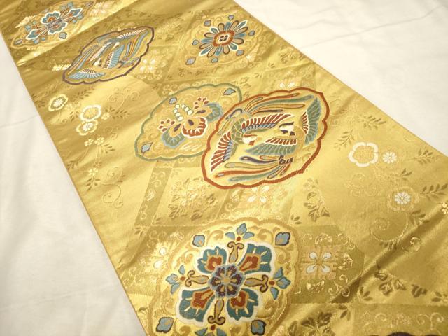 平和屋着物▼六通柄袋帯 唐織 雅 金糸 正絹 逸品 CABC8669dy