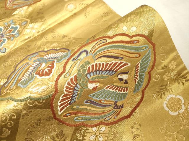 平和屋着物▼六通柄袋帯 唐織 雅 金糸 正絹 逸品 CABC8669dy