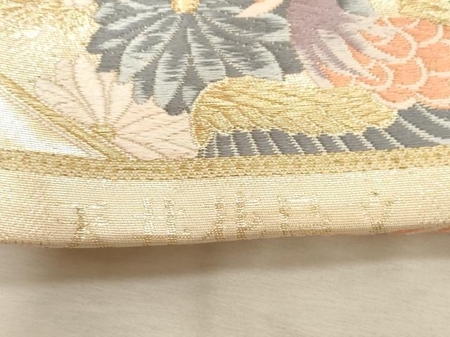 平和屋着物▼六通柄袋帯 九百錦 唐織 天井花鳥文 正絹 逸品 CABC8752dy