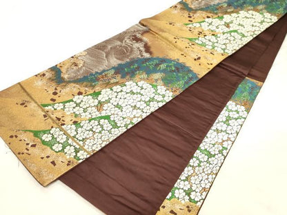 平和屋着物▼西陣 六通柄袋帯 嵐山 金糸 正絹 逸品 CABC8760dy