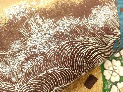平和屋着物▼西陣 六通柄袋帯 嵐山 金糸 正絹 逸品 CABC8760dy