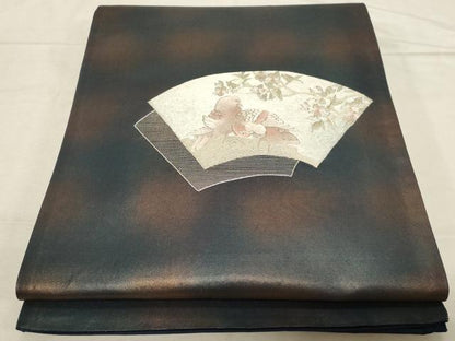 平和屋着物▼中国三大刺繍　相良刺繍　太鼓柄袋帯　地紙花鳥文　金銀糸　引箔　正絹　逸品　CABC8774dy